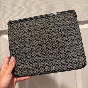 Coach Monogram Zip Pouch in Charcoal and Black